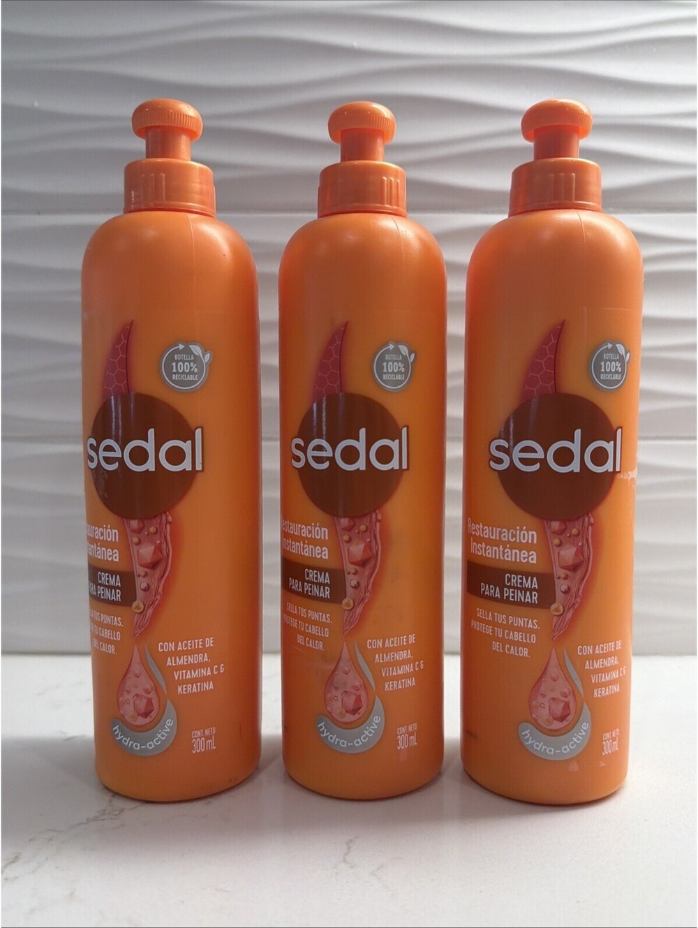 Lot of 3 Sedal Instant Restoration Styling Cream 300ml - Almond Oil & Keratin